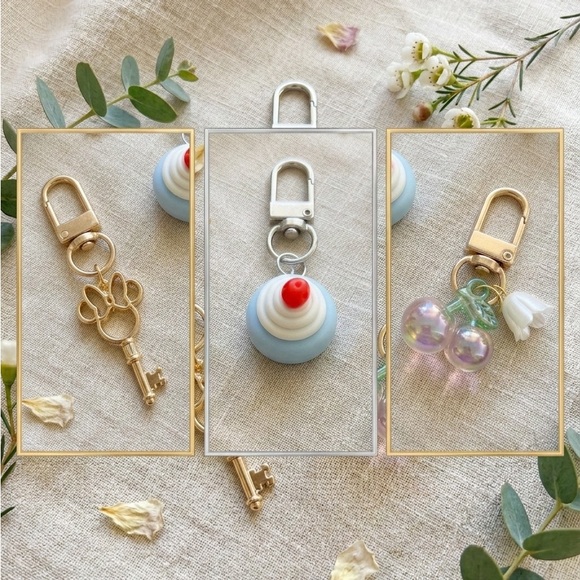 3 Handcrafted Charm Keychains Set - Picture 3 of 5